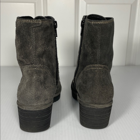 Fly London Wune Lace Up Heel Bootie Size EU 38 US 7.5 Suede Gray Diesel Side Zip - Picture 5 of 13